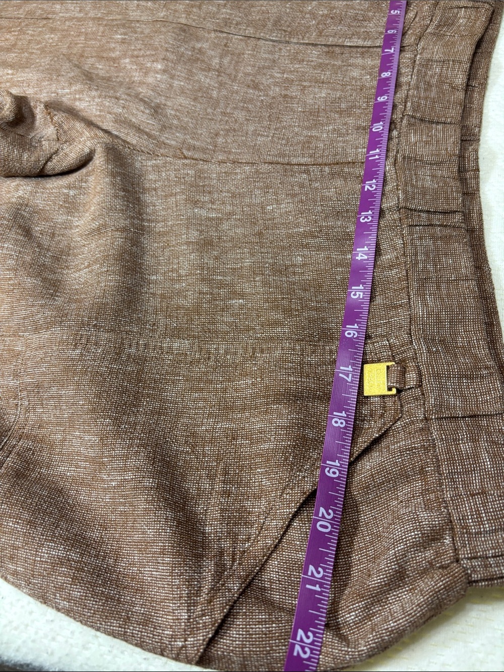 Ellen Tracy Brown Textured Linen-Blend Cropped Chinos 55% Linen 45% Rayon - Picture 10 of 12